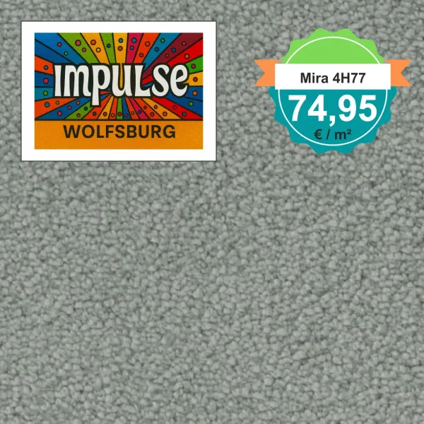 Draufsicht auf Vorwerk Mira 4H77 mit Preisetikett 74,95 €/m²